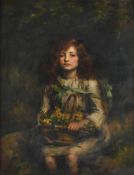 ENGLISH SCHOOL (19TH CENTURY), PORTRAIT OF A GIRL HOLDING A BASKET OF FLOWERS