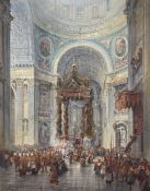 THOMAS GREENHALGH (BRITISH ACT. 1848-1906), A PROCESSION IN THE ST. PETER'S BASILICA