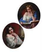 GEORGE WELLS (BRITISH ACTIVE CIRCA 1842-1888), PORTRAIT OF A LADY READING; PORTRAIT OF A LADY (2)