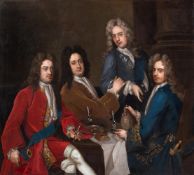 ENGLISH SCHOOL (18TH CENTURY), THE DUKE OF BEAUFORT WITH THREE OTHER FIGURES