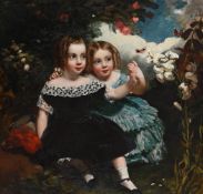 JAMES SANT (BRITISH 1820 - 1916), TWO GIRLS WATCHING BUTTERFLIES
