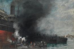 ARTHUR SEVERN (BRITISH 1842 - 1931), BOARDING THE STEAMSHIP