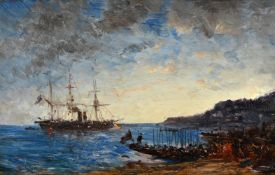 FÉLIX ZIEM (FRENCH 1821-1911), VISITE DE L'ESCADRE A TOULON