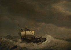 JOHANNES HERMANUS KOEKKOEK (DUTCH 1778 - 1851), A SHIP IN STORMY WATERS