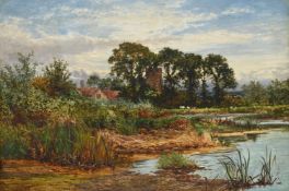 BENJAMIN WILLIAMS LEADER (BRITISH 1831 - 1923), THE CHURCH AT GORING ON THAMES