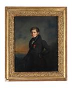 ENGLISH SCHOOL (19TH CENTURY), PORTRAIT OF A GENTLEMAN IN A BLACK COAT WEARING A MEDAL