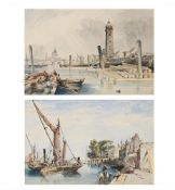 JAMES WILSON CARMICHAEL (BRITISH 1800-1868), BELOW WATERLOO BRIDGE; WHITEHALL GARDENS (2)