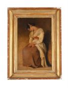 ATTRIBUTED TO JOSEPH SEVERN (BRITISH 1793-1872), PORTRAIT OF A LADY RESTING IN AN ITALIANATE DRESS