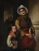 EDWARD CHARLES BARNES (BRITISH FL.1856-1882), LEAVING CHURCH, NORMANDY