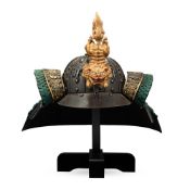 ‡ A suji-bachi [helmet with raised ridges] and mempo [face mask], Edo period