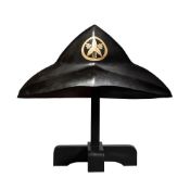 ‡ A black lacquer jingasa [war hat], Edo period