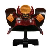 ‡ A suji-bachi [helmet with raised ridges] and hanbo [half mask], Edo period