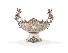 A SILVER TWIN HANDLED CENTREPIECE