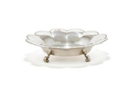 A SILVER SHAPED CIRCULAR DISH