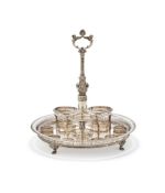 A 19TH CENTURY SILVER CRUET BOTTLE STAND