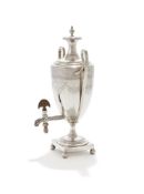 A GEORGE III SMALL SILVER TEA URN
