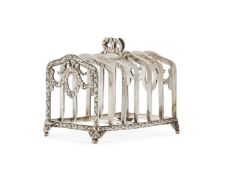 A FRENCH SILVER SIX DIVISION TOAST RACK
