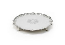 A GEORGE III SILVER SHAPED CIRCULAR SALVER