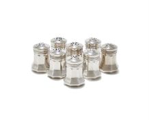 CARTIER, A CASED SET OF EIGHT AMERICAN SILVER SALT AND PEPPER SHAKERS