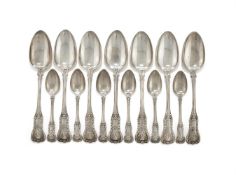 A SET OF SIX VICTORIAN SCOTTISH SILVER TABLE AND TEA SPOONS