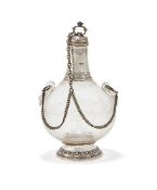 A VICTORIAN SILVER MOUNTED PILGRIM FLASK