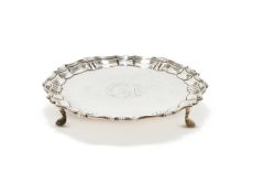 A GEORGE II SILVER SHAPED CIRCULAR WAITER