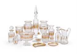 VAL ST. LAMBERT, A SELECTION OF CLEAR AND GILT DECORATED GLASS