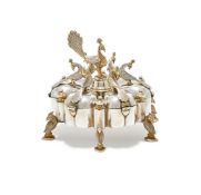 AN INDIAN SILVER SHAPED CIRCULAR SPICE BOX (PAANDAN)