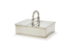 A SILVER TABLE CIGAR BOX