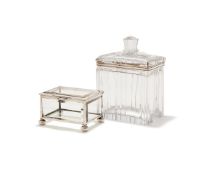 AN EDWARDIAN SILVER MOUNTED GLASS BOX