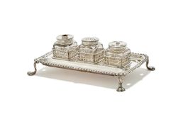 A GEORGE III SILVER INK STAND
