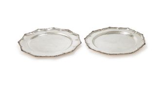 A PAIR OF SILVER SHAPED CIRCULAR PLATES