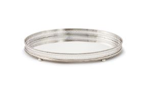 A SILVER OVAL TRAY