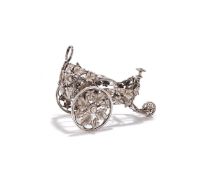 CHRISTOFLE, A FRENCH SILVER PLATED WINE BOTTLE CHARIOT