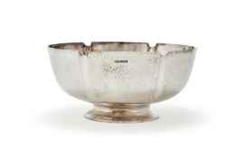 A HAMMERED SILVER ROSE BOWL