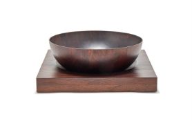 HERMES, PARIS, A ROUND WOODEN BOWL AND SQUARE TRAY