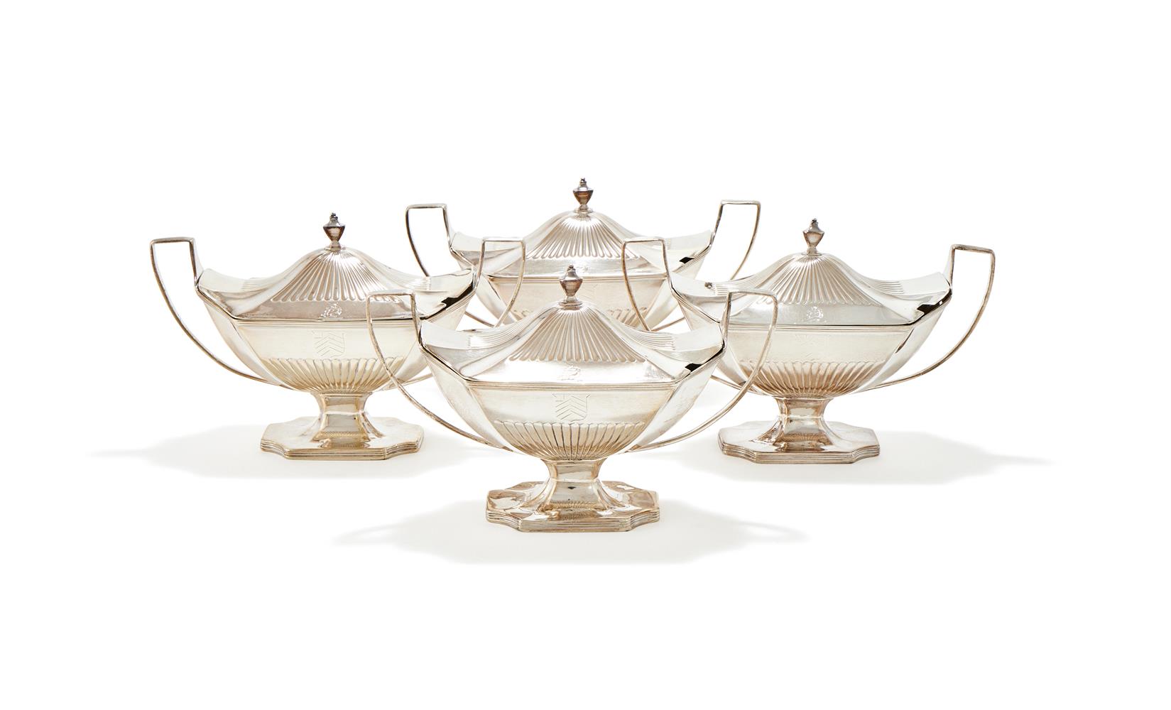 A SET OF FOUR GEORGE III SILVER SAUCE TUREENS - Image 2 of 3