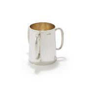 A VICTORIAN SILVER THREE HANDLED CUP/VASEJAMES THOMPSON