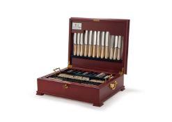 A SILVER OLD ENGLISH PATTERN TABLE SERVICE FOR TWELVE PLACE SETTINGS