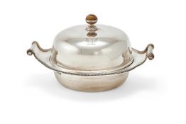 A SILVER WARMING DISH AND COVER