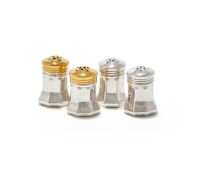 CARTIER, A CASED SET OF FOUR AMERICAN SILVER SALT AND PEPPER SHAKERS