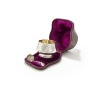 A CASED VICTORIAN SILVER CHRISTENING BOWL AND SPOON