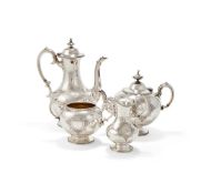 Y A VICTORIAN SILVER FOUR PIECE TEA AND COFFEE SET