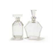 AN ART DECO SILVER MOUNTED DECANTER