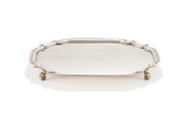 A SILVER SHAPED OBLONG TRAY