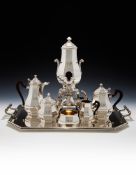 A FRENCH SILVER SIX PIECE OCTAGONAL BALUSTER TEA AND COFFEE SET
