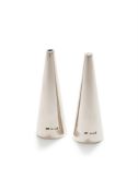 A PAIR OF SILVER CONICAL SALT AND PEPPER SHAKERS