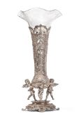 A CONTINENTAL ART NOUVEAU SILVER COLOURED CENTREPIECE