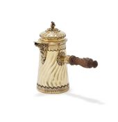 A FRENCH SILVER GILT CHOCOLATE POT