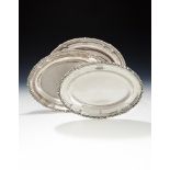 THREE GEORGE III SILVER SHAPED OVAL MEAT DISHESPAUL STORR